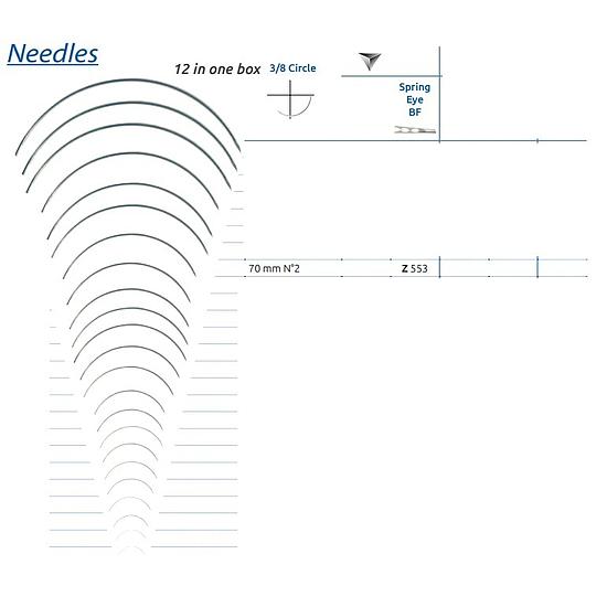 AIGUILLE DE SUTURE 3/8 COUP  70mm RES SMI Z553 (x12)
