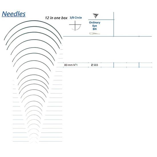 AIGUILLE DE SUTURE 3/8 COUP  80mm SMI Z503 (x12)