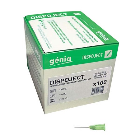 AIGUILLE UU DISPOJECT 21Gx5/8 16mmx0,8 (x100)