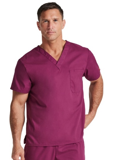 BLOES DICKIES EDS Signature UNISEX V-NECK TOP BORDEAUX-ROOD S
