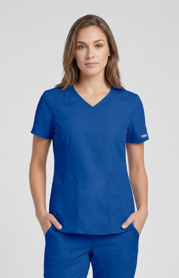 BLOUSE CHEROKEE CORE STRETCH V-NECK TOP BLEU ROYAL M