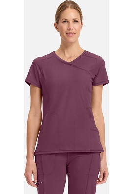 BLOUSE CHEROKEE INFINITY MOCK WRAP TOP BORDEAUX S 