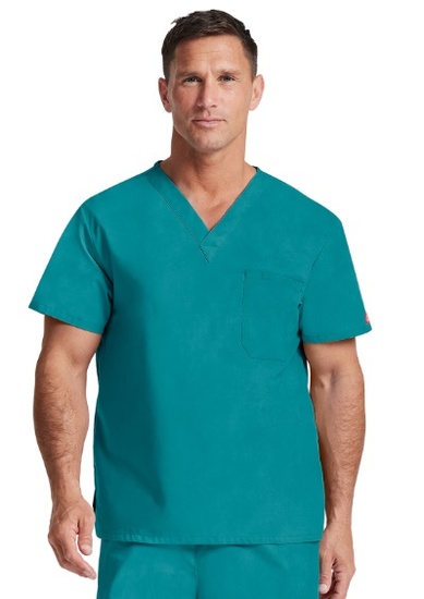 BLOUSE DICKIES EDS Signature UNISEXE V-NECK TOP TURQUOISE FONCE S