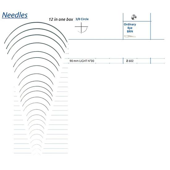 HECHTNAALD 3/8 ROND  90mm LICHT SMI Z602 (x12)
