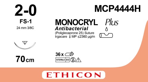 MONOCRYL+ USP2/0 EP3 70cm VIOLET 24C3/8 FS-1 MCP4444H (x36)