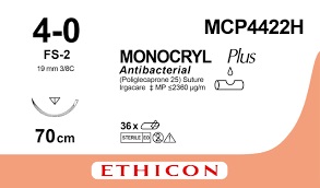 MONOCRYL+ USP4/0 EP1,5 70cm 19C3/8 FS-2 MCP4422H (x36)