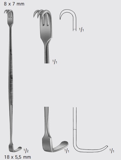 RETRACTOR SENN MILLER AESCULAP 16,5cm 8x7 SHARP /18x5,5mm BT008R