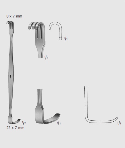 RETRACTOR SENN MILLER AESCULAP 16,5cm 8x7 STUMP /22x7mm BT007R