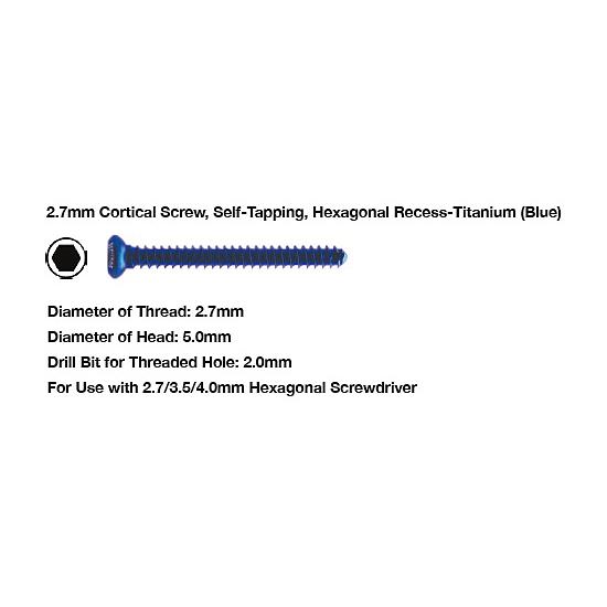 SCHROEF 2,7mm TITANIUM HEXAG. 38mm 1073