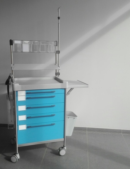 TROLLEY VETCONSULT BLEU  + ACCESSOIRES + PRISES