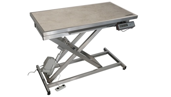 VETINOX CONSULTATIETAFEL INOX ELECTRISCH MET DIEP BLAD EN MAT LICHT GRIJS