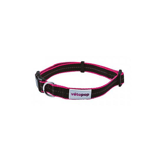 VETOPOP HALSBAND ZWART/FUCHSIA S - 1.5x35 a 50cm