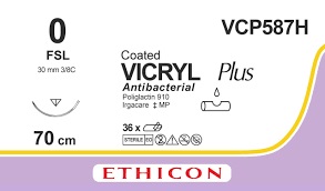 VICRYL+ USP0 EP3,5 70cm 30C3/8 FSL VCP587H