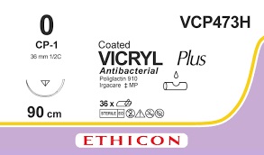 VICRYL+ USP0 EP3,5 90cm 36S1/2 CP-1 VCP473H (x36)