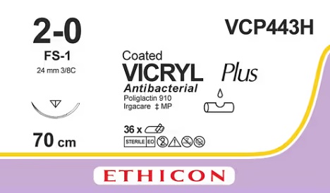VICRYL+ USP2/0 EP3 70cm 24C3/8 FS-1 VCP443H (x36)