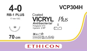 VICRYL+ USP4/0 EP1,5 70cm 17R1/2 RB-1 PLUS VCP304H /
